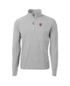 Cutter & Buck Men's Silver Indiana Hoosiers Adapt Knit Hybrid Quarter-zip Pullover Top In Silver