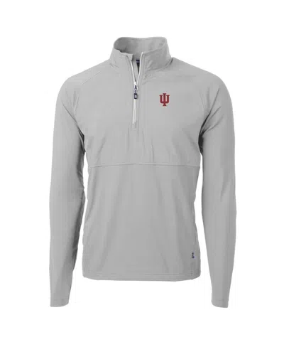 Cutter & Buck Men's Silver Indiana Hoosiers Adapt Knit Hybrid Quarter-zip Pullover Top