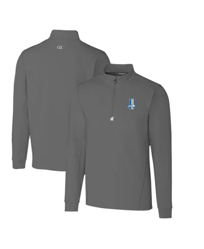 Cutter & Buck Men's Steel Detroit Lions Throwback Logo Traverse Stretch Quarter-zip Pullover Top