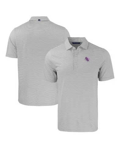 Cutter & Buck Men's Stephen F Austin Lumberjacks Forge Eco Double Stripe Stretch Polo In Gray,white