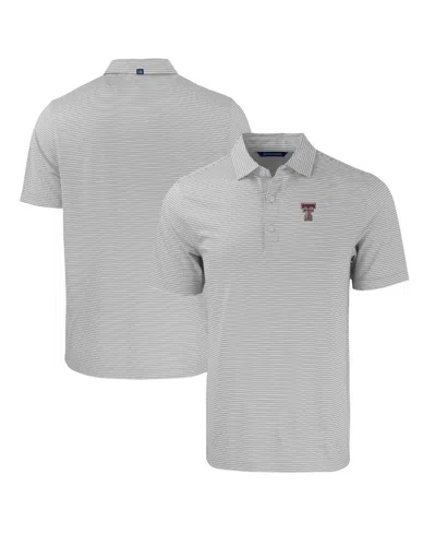 Cutter & Buck Men's Texas Tech Red Raiders Forge Eco Double Stripe Stretch Polo In Gray,white