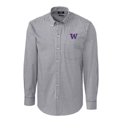 Cutter & Buck Men's University Of Washington Gingham Shirt In Checkered