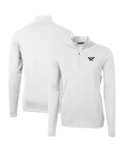 Cutter & Buck Men's White Auburn Tigers Virtue Eco Pique Quarter-zip Pullover Top