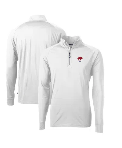 Cutter & Buck Men's White Buffalo Bills Adapt Eco Knit Stretch Quarter-zip Throwback Pullover Top