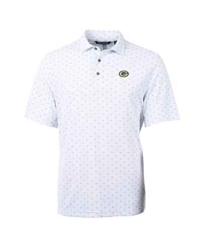 Cutter & Buck Men's White Green Bay Packers Virtue Eco Pique Tile Print Polo Shirt