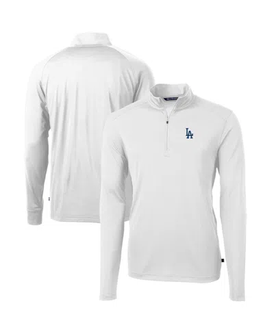 Cutter & Buck Men's White Los Angeles Dodgers Virtue Eco Pique Quarter-zip Pullover Sweatshirt