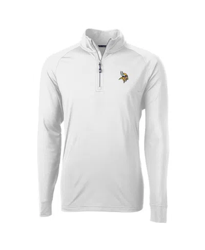 Cutter & Buck Men's White Minnesota Vikings Adapt Eco Knit Quarter-zip Pullover Jacket