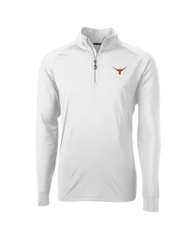 Cutter & Buck Men's White Texas Longhorns Adapt Knit Quarter-zip Pullover Jacket