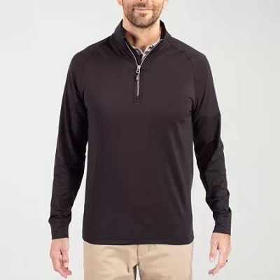 CUTTER & BUCK MENS MOCK NECK LONG SLEEVE QUARTER-ZIP PULLOVER