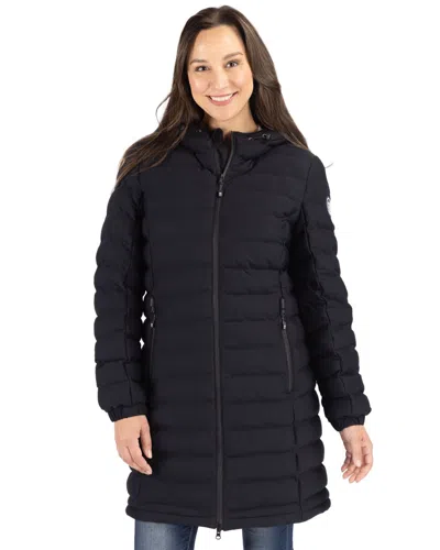 Cutter & Buck Mission Ridge Repreve Insulated Womens Long Full Zip Puffer Jacket In Black