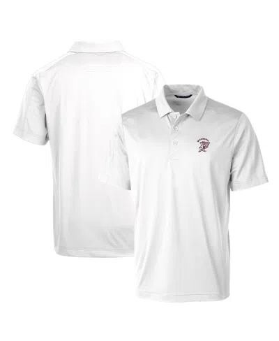 Cutter & Buck Mississippi State Bulldogs Primary Team Logo Prospect Textured Stretch Polo In White