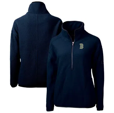 Cutter & Buck Navy Boston Red Sox City Connect Cascade Eco Sherpa Half-zip Pullover Jacket