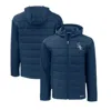 Cutter & Buck Men's Navy North Carolina Tar Heels Evoke Hybrid Softshell Full-zip Hoodie Jacket In Navy
