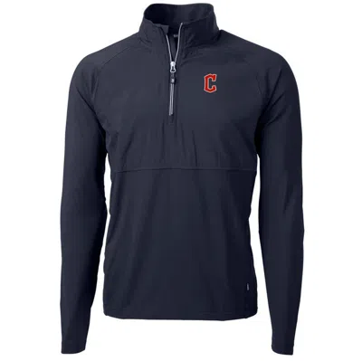 Cutter & Buck Navy Cleveland Guardians Adapt Eco Knit Hybrid Recycled Quarter-zip Pullover Jacket