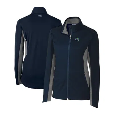 Cutter & Buck Navy Gwinnett Stripers Navigate Softshell Full-zip Jacket In Blue
