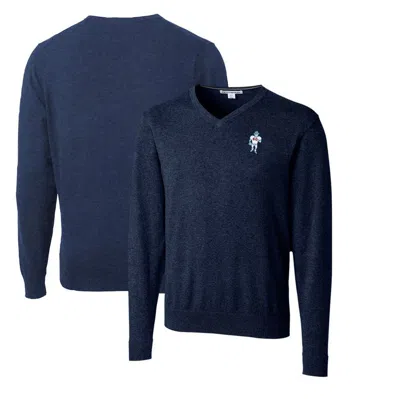 Cutter & Buck Navy Houston Oilers Throwback Logo Lakemont Tri-blend V-neck Pullover Sweater