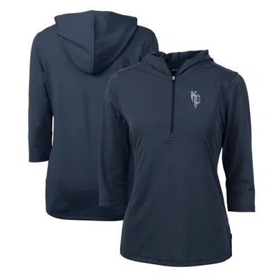 Cutter & Buck Navy Kansas City Royals City Connect Drytec Virtue Eco Pique Recycled 3/4-sleeve Half