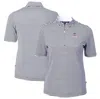 CUTTER & BUCK CUTTER & BUCK  NAVY NEW ORLEANS SAINTS  DRYTEC VIRTUE ECO PIQUE STRIPE RECYCLED POLO