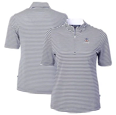 Cutter & Buck Navy New Orleans Saints  Drytec Virtue Eco Pique Stripe Recycled Polo In Blue