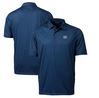 Cutter & Buck Navy New York Giants Throwback Logo Pike Double Dot Print Stretch Polo In Blue