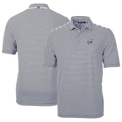 Cutter & Buck Navy Reading Fightin Phils Drytec Virtue Eco Pique Stripe Recycled Polo In Multi