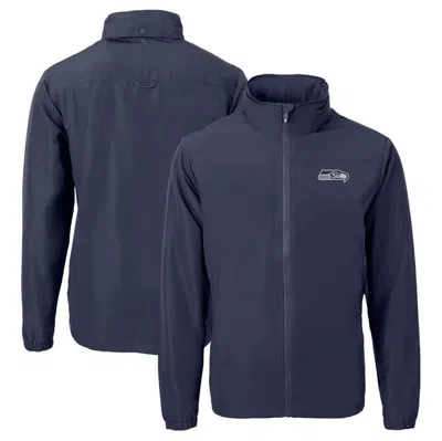 Cutter & Buck Navy Seattle Seahawks  Charter Eco Recycled Full-zip Jacket In Blue