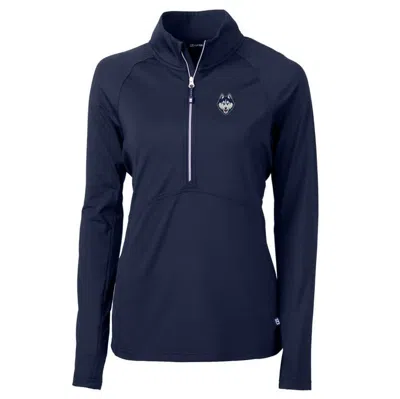 Cutter & Buck Navy Uconn Huskies Logo Adapt Eco Knit Half-zip Pullover