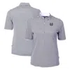 CUTTER & BUCK CUTTER & BUCK  NAVY UTAH STATE AGGIES DRYTEC VIRTUE ECO PIQUE STRIPE RECYCLED POLO