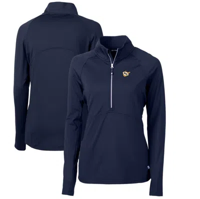 Cutter & Buck Navy West Virginia Mountaineers Adapt Eco Knit Stretch Recycled Half-zip Pullover Top