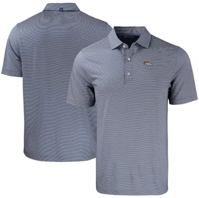 Cutter & Buck Navy/white Denver Broncos  Forge Eco Double Stripe Stretch Recycled Polo In Blue