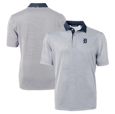 Cutter & Buck Navy/white Detroit Tigers Virtue Eco Pique Micro Stripe Recycled Polo In Gray