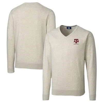 Cutter & Buck Oatmeal Texas A&m Aggies Alumni Logo Lakemont Tri-blend V-neck Pullover Sweater