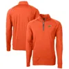 CUTTER & BUCK CUTTER & BUCK  ORANGE AKRON RUBBERDUCKS ADAPT ECO KNIT STRETCH RECYCLED QUARTER-ZIP PULLOVER