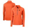 Cutter & Buck Orange Cincinnati Bengals Helmet Logo Adapt Eco Knit Stretch Recycled Half-zip Pullov In Orange