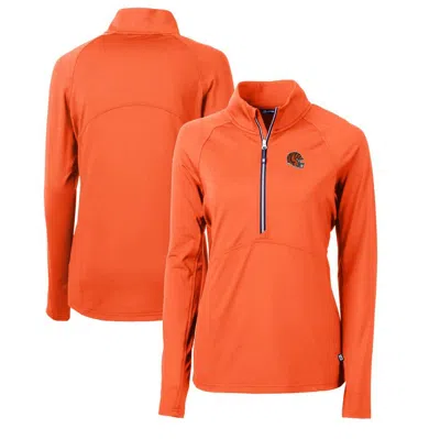 Cutter & Buck Orange Cincinnati Bengals Helmet Logo Adapt Eco Knit Stretch Recycled Half-zip Pullov