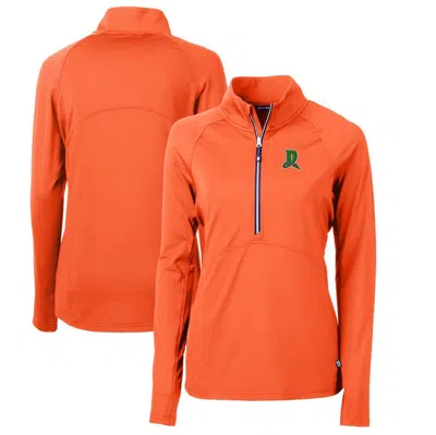 Cutter & Buck Orange Dayton Dragons Adapt Eco Knit Stretch Recycled Half-zip Top In Gray