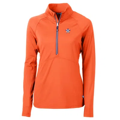 Cutter & Buck Orange Houston Astros Adapt Eco Knit Stretch Half-zip Pullover Top