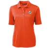 CUTTER & BUCK CUTTER & BUCK ORANGE MIAMI DOLPHINS VIRTUE ECO PIQUE RECYCLED POLO