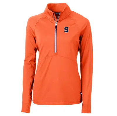 Cutter & Buck Orange Syracuse Orange Adapt Eco Knit Half-zip Pullover Jacket In Gray