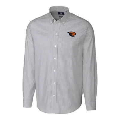 Cutter & Buck Osu Beavers Pinstripe Long Sleeve Shirt In Striped In Multi