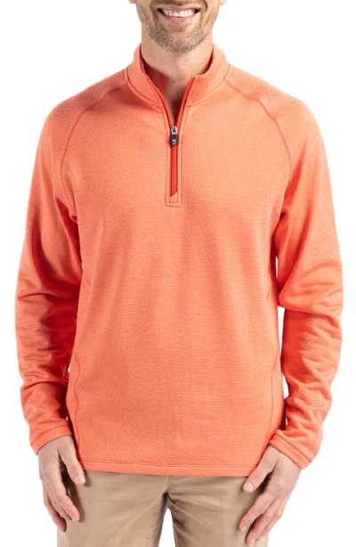 Cutter & Buck Peshastin Fleece Half Zip Pullover In College Orange Heather