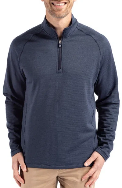 Cutter & Buck Peshastin Fleece Half Zip Pullover In Navy Blue Heather