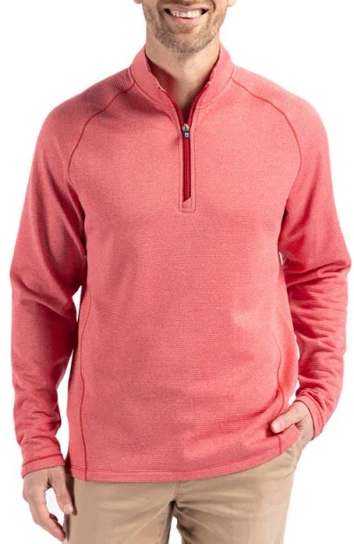 Cutter & Buck Peshastin Fleece Half Zip Pullover In Red Heather