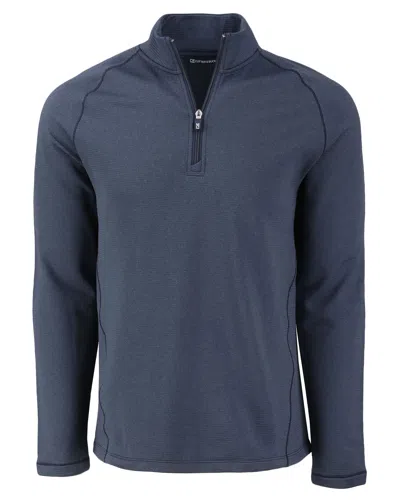 Cutter & Buck Peshastin Fleece Recycled Mens Half Zip Pullover In Blue