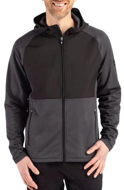 Cutter & Buck Peshastin Fleece Hybrid Jacket In Black Heather