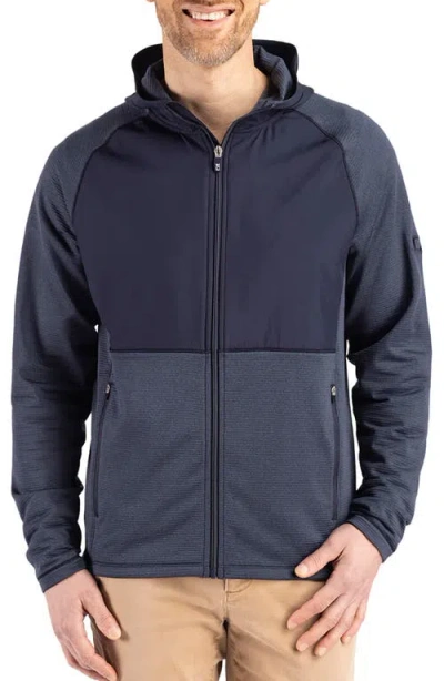 Cutter & Buck Peshastin Fleece Hybrid Jacket In Navy Blue Heather