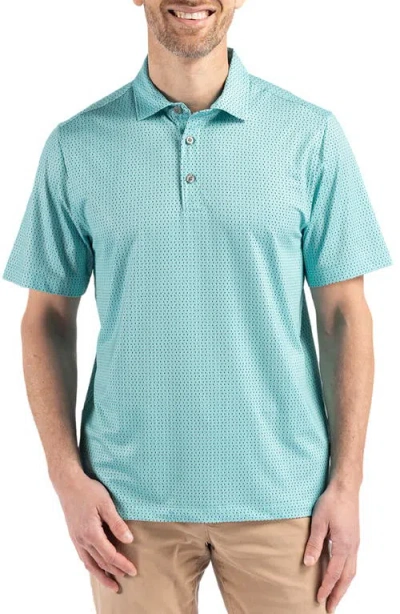 Cutter & Buck Pike Shadow Check Print Polo In Fresh Mint