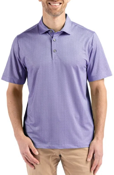 Cutter & Buck Pike Shadow Check Print Polo In Hyacinth