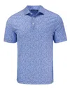 Cutter & Buck Pike Eco Flora Print Recycled Mens Polo In Blue
