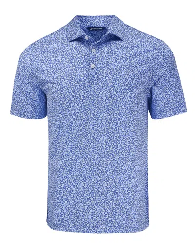 Cutter & Buck Pike Eco Flora Print Recycled Mens Polo In Blue